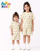 تیشرت و شلوارک دخترانه پنبه یکرو ریلی طرح تدی و گل 🧸🌻