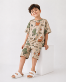 تیشرت و شلوارک پسرانه پنبه یکرو ریلی طرح داینو 🦖🦕