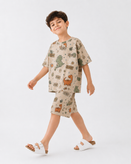 تیشرت و شلوارک پسرانه پنبه یکرو ریلی طرح داینو 🦖🦕