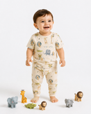 تیشرت و شلوار نوزادی پنبه یکرو ریلی طرح حیوانات 🐊🐘🦁🦒