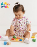 رامپر نوزادی دخترانه پنبه یکرو ریلی طرح شیشه بادکنک ستاره 🍼👶🎈⭐